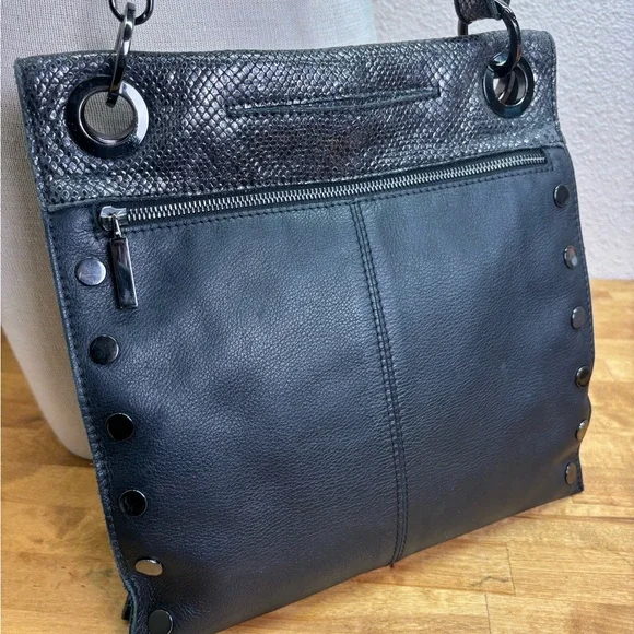 Hammitt Montana Large Reversible Crossbody Black Snake & Pebbled Leather - Picture 6 of 14